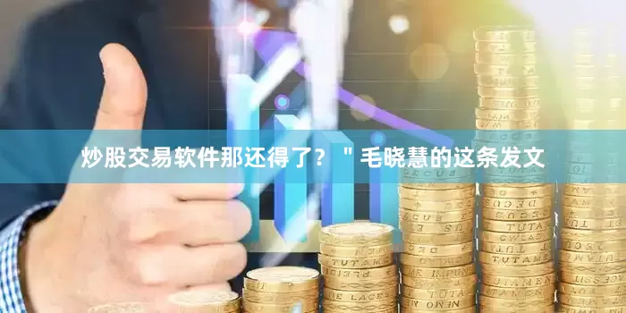 炒股交易软件那还得了？＂毛晓慧的这条发文