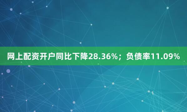 网上配资开户同比下降28.36%；负债率11.09%